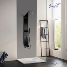 Душевая панель Ceruttispa Sella СТ8989 135х35, Настенный, Черный глянцевый, Нержавеющая сталь