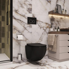 Унитаз Ceruttispa Sella CT9160 49х36, Подвесной, Безободковый, Овальная, Черный матовый, Керамика