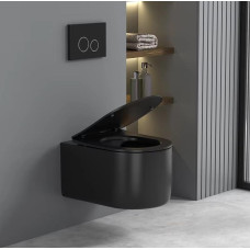 Унитаз Ceruttispa Tanaro CT9238 49х36,5, Подвесной, Безободковый, Овальная, Черный матовый, Керамика