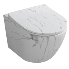 Унитаз Ceruttispa Sella CT9532 49х37, Подвесной, Безободковый, Овальная, Белый матовый, Мрамор белый матовый, Керамика