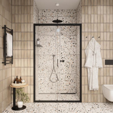 Душевая дверь Ceruttispa Gloria GLORIA D120B 120х195, Черный, Раздвижные, Стекло