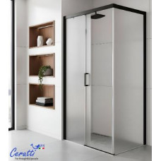 Душевой уголок Ceruttispa VITO110BF L 80х110, Стекло прозрачное, Левая, Черный