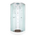 Душевая кабина DTO EM1580GM+EL 80×80×220, низкий поддон 15 см, профиль хром, стекло матовое с узором 5 мм, четверть круга, с гидромассажем, с электрикой