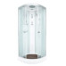 Душевая кабина DTO EM1580GM 80×80×220, низкий поддон 15 см, профиль хром, стекло матовое с узором 5 мм, четверть круга, с гидромассажем