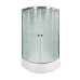 Душевая кабина DTO EM2710GM 100×100×220, средний поддон 27 см, профиль хром, стекло матовое с узором 5 мм, четверть круга, с гидромассажем