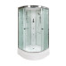 Душевая кабина DTO EM2710GM 100×100×220, средний поддон 27 см, профиль хром, стекло матовое с узором 5 мм, четверть круга, с гидромассажем