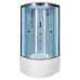Душевая кабина DTO EM4510LED+GM 100×100×220, высокий поддон 50 см, профиль хром, стекло матовое с узором 5 мм, четверть круга, LED-подсветка, с гидромассажем