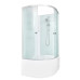 Душевая кабина DTO EM4510N 100×100×208, высокий поддон 50 см, профиль хром, стекло матовое с узором 5 мм, четверть круга, без крыши