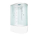 Душевая кабина DTO EM4512LGM+EL 120×80×220, высокий поддон 50 см, профиль хром, стекло матовое с узором 5 мм, левая, угловая, с гидромассажем, с электрикой