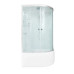 Душевая кабина DTO EM4512LGM+EL 120×80×220, высокий поддон 50 см, профиль хром, стекло матовое с узором 5 мм, левая, угловая, с гидромассажем, с электрикой