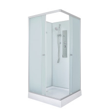 Душевая кабина DTO LK915NGM 90×90×208, низкий поддон 15 см, профиль хром, стекло матовое 5 мм, квадратная, с гидромассажем