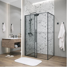 Душевое ограждение Grossman Galaxy 120.K33.01.1010.21.00 100х100, Черный матовый, Раздвижные, Стекло прозрачное, Квадратная, Закаленное стекло