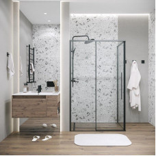 Душевое ограждение Grossman Galaxy 120.K33.01.1080.21.00 100х80, Черный матовый, Раздвижные, Стекло прозрачное, Прямоугольная, Закаленное стекло
