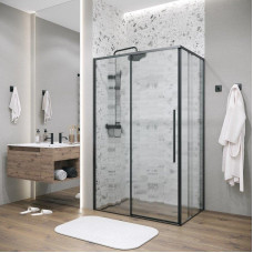 Душевое ограждение Grossman Galaxy 120.K33.01.1090.21.02 100х90, Черный матовый, Раздвижные, Стекло шиншилла, Прямоугольная, Закаленное стекло