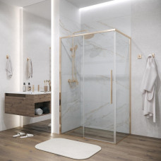 Душевое ограждение Grossman Galaxy 120.K33.01.1310.32.00 130х100, Золото, Раздвижные, Стекло прозрачное, Прямоугольная, Золото сатин, Закаленное стекло