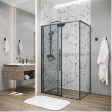 Душевое ограждение Grossman Galaxy 120.K33.01.1480.21.00 140х80, Черный матовый, Раздвижные, Стекло прозрачное, Прямоугольная, Закаленное стекло