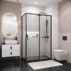 Душевое ограждение Grossman Style 120.K33.05.1070.21.00 100х70, Черный матовый, Раздвижные, Стекло прозрачное, Прямоугольная, Закаленное стекло
