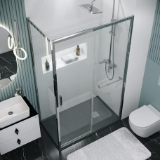 Душевое ограждение Grossman Style 120.K33.05.1280.10.00 120х80, Хром, Раздвижные, Стекло прозрачное, Прямоугольная, Закаленное стекло