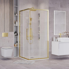 Душевое ограждение Grossman Cosmo 300.K33.02.1010.32.00 100х100, Золото, Раздвижные, Стекло прозрачное, Квадратная, Золото сатин, Закаленное стекло
