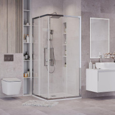 Душевое ограждение Grossman Cosmo 300.K33.02.8080.10.00 80х80, Хром, Раздвижные, Стекло прозрачное, Квадратная, Закаленное стекло