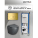 Комплект унитаза с инсталляцией Grossman Galaxy 97.4455GMS.01.300, Встроенный, Безободковый, Золото, Сантехнический фарфор