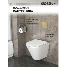 Комплект унитаза с инсталляцией Grossman 97.4477S.05.32M, Встроенный, Безободковый, Золото, Фаянс