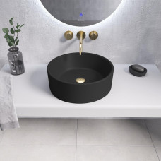 Раковина Grossman Color GR-3013BM 41х41, К тумбе к столешнице, Круглая, Черный матовый, Фаянс