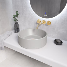 Раковина Grossman Color GR-3013GLM 41х41, Накладная, Круглая, Серый матовый, Фаянс