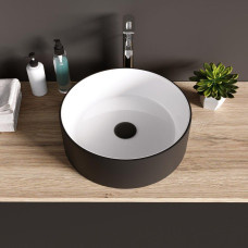Раковина Grossman Color GR-4040BW 36х36, К тумбе к столешнице, Прямоугольная, Белый, Черно-белый, Фаянс