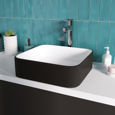 Раковина Grossman Color GR-4042BW 38,5х38,5, К тумбе к столешнице, Квадратная, Белый, Черно-белый, Фаянс
