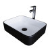 Раковина Grossman Color GR-4043BW 50,5х39, К тумбе к столешнице, Прямоугольная, Белый, Черно-белый, Фаянс Раковина Grossman Color GR-4043BW 50,5х39, К тумбе к столешнице, Прямоугольная, Белый, Черно-белый, Фаянс