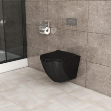 Унитаз Grossman Color GR-4411blackS 56х36, Подвесной, Безободковый, Овальная, Черный глянцевый, Фаянс