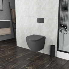 Унитаз Grossman Color GR-4455GMS 49,5х36,5, Подвесной, Безободковый, Овальная, Серый матовый, Дюропласт