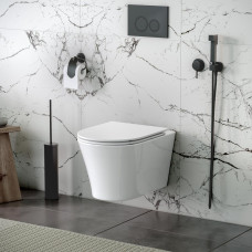 Унитаз Grossman Thin Rim GR-5604SQ 52х36, Подвесной, Безободковый, Круглая, Белый глянцевый, Дюропласт