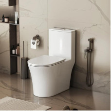 Унитаз Grossman Thin Rim GR-5607SQ 65,6х37, Напольный, Круглая, Белый глянцевый, Фаянс