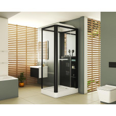Душевая кабина Grossman Alba GR222 80х100, Черный, Стекло прозрачное, Прямоугольная, Закаленное безопасное стекло 5 мм