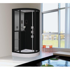 Душевая кабина Grossman Cosmo GR241 100х100, Черный, Стекло прозрачное, Четверть круга, Закаленное безопасное стекло 5 мм