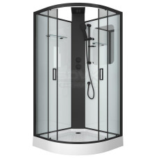 Душевая кабина Grossman Elegans GR251 90х90, Черный, Стекло прозрачное, Четверть круга, Акрил