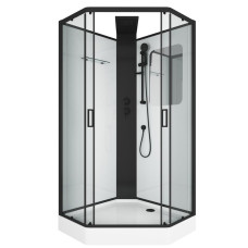 Душевая кабина Grossman Elegance GR251D 90х90, Черный, Стекло прозрачное, Трапеция, Акрил