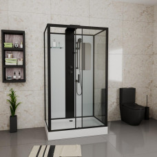 Душевая кабина Grossman Elegans GR252Q 120х80, Черный, Стекло прозрачное, Прямоугольная, Акрил