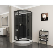 Душевая кабина Grossman Style GR260 100х100, Черный, Стекло прозрачное, Четверть круга, Закаленное безопасное стекло 5 мм