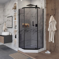 Душевой уголок Niagara Eco _0101432DT 100х100, Распашная, Стекло тонированное, Трапеция, Черный