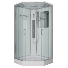 Душевой поддон Niagara Premium 60020114GD 100х100, Трапеция, Хром, Акрил, Стекло прозрачное