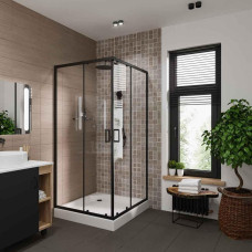 Душевая дверь Niagara Nova 68880811BLACK 80х80, Черный матовый, Раздвижные, Стекло прозрачное, Квадратная, Не идет в комплекте