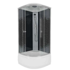 Душевая кабина Niagara Eco 7507 80х80, Высокий поддон, Раздвижная, Стекло прозрачное, Четверть круга, Хром матовый