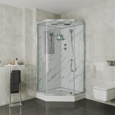 Душевой поддон Niagara Luxe 7701DM 90х90, Трапеция, Серебро, Акрил, Стекло прозрачное