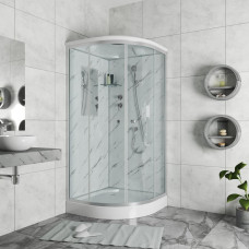 Душевой поддон Niagara Luxe 7701M 90х90, Четверть круга, Серебро, Акрил, Стекло прозрачное