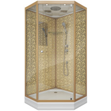 Душевой поддон Niagara Luxe 7702DG 100х100, Трапеция, Золото, Акрил, Стекло прозрачное