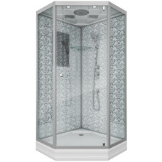Душевой поддон Niagara Luxe 7702DW 100х100, Трапеция, Серебро, Акрил, Стекло прозрачное