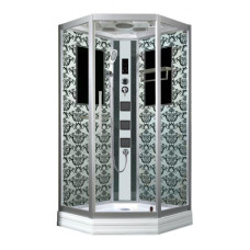 Душевой поддон Niagara Luxe 7717W 100х100, Трапеция, Серебро, Акрил, Стекло прозрачное